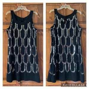 LAST CHANCE! Black Sequins Flapper Tank Dress, size 14